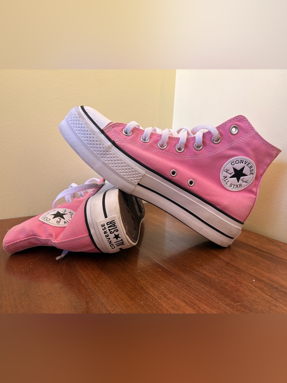 Converse Pink Platform High Top Women Sneakers